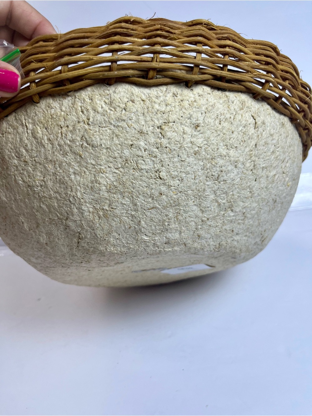 Decorative Handmade Paper (Mache) Bowl with Wicker Rim NWOT - Picture 5 of 8
